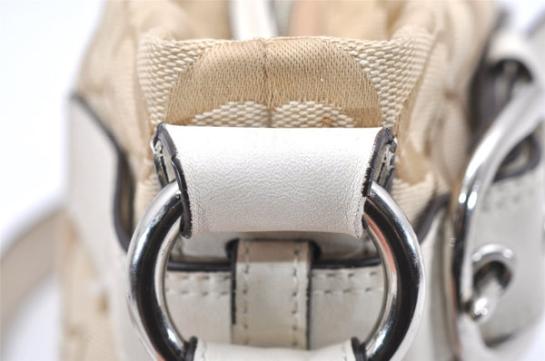 Authentic COACH Signature Shoulder Cross Bag Canvas Leather F17169 Beige 4188K
