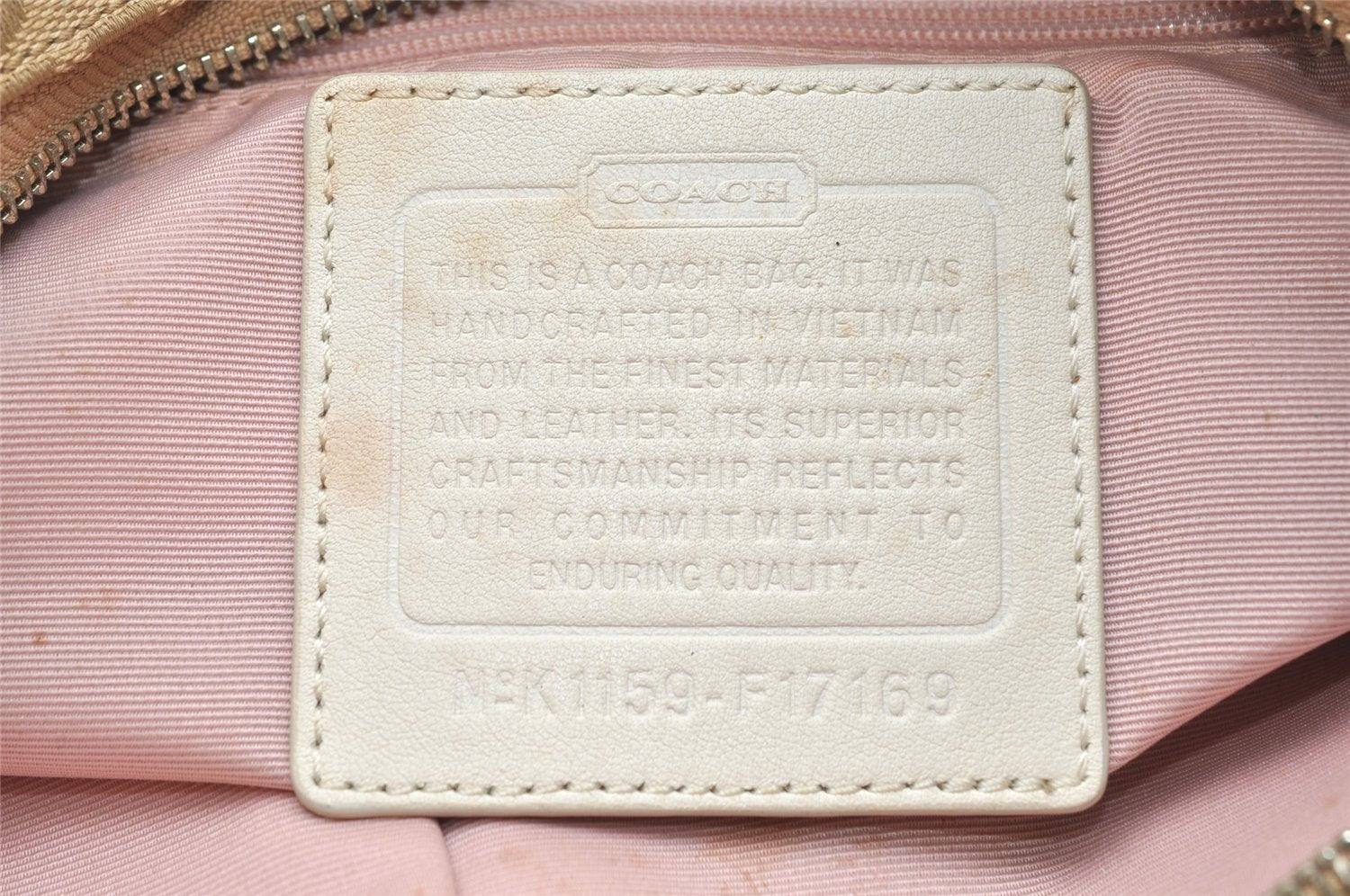 Authentic COACH Signature Shoulder Cross Bag Canvas Leather F17169 Beige 4188K