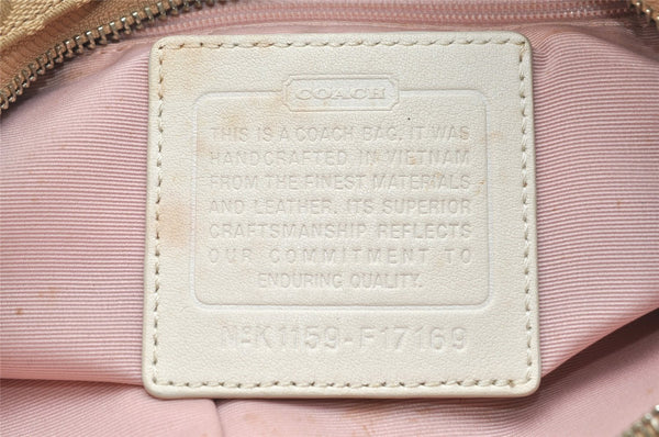 Authentic COACH Signature Shoulder Cross Bag Canvas Leather F17169 Beige 4188K