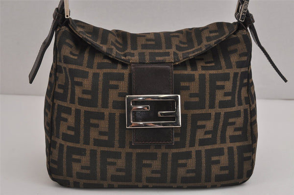 Authentic FENDI Zucca Vintage Shoulder Hand Bag Purse Canvas Leather Brown 4189J