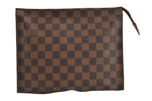 Auth Louis Vuitton Damier Poche Toilette 26 Cosmetic Pouch N47543 Junk 4190J