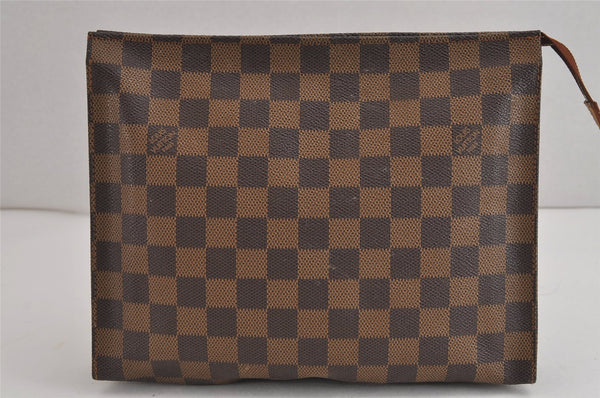 Auth Louis Vuitton Damier Poche Toilette 26 Cosmetic Pouch N47543 Junk 4190J