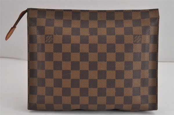 Auth Louis Vuitton Damier Poche Toilette 26 Cosmetic Pouch N47543 Junk 4190J