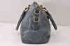 Authentic PRADA Leather Nappa 2Way Shoulder Hand Bag Blue 4190K