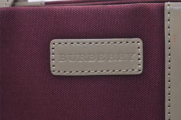 Authentic BURBERRY Vintage Canvas Leather Tote Hand Bag Purse Bordeaux 4191J