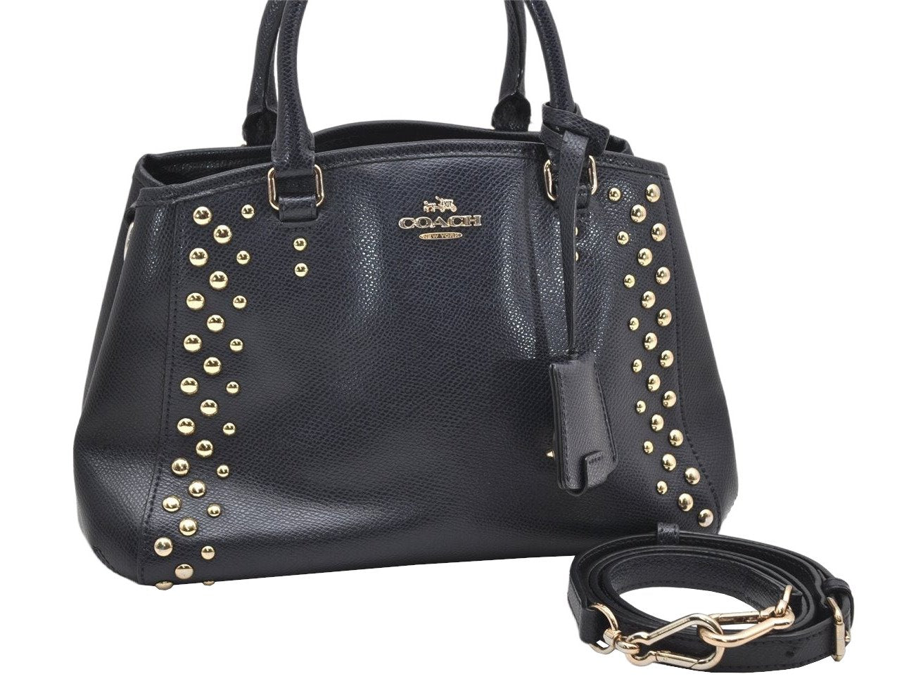 Authentic COACH Vintage 2Way Shoulder Hand Bag Purse Leather Navy Blue 4191K