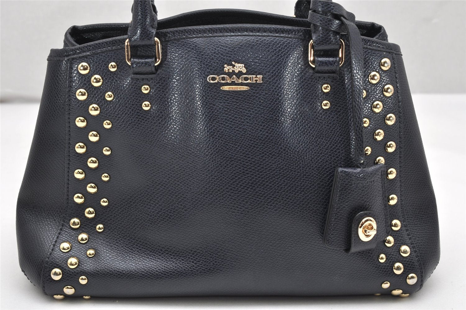 Authentic COACH Vintage 2Way Shoulder Hand Bag Purse Leather Navy Blue 4191K