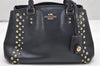 Authentic COACH Vintage 2Way Shoulder Hand Bag Purse Leather Navy Blue 4191K