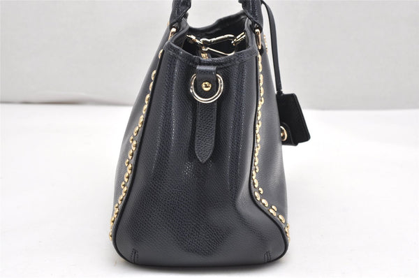 Authentic COACH Vintage 2Way Shoulder Hand Bag Purse Leather Navy Blue 4191K