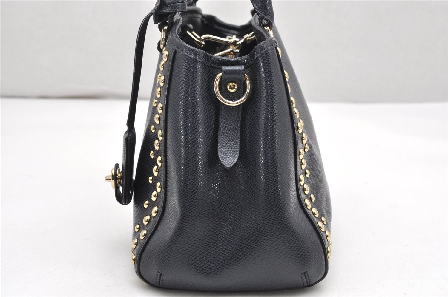 Authentic COACH Vintage 2Way Shoulder Hand Bag Purse Leather Navy Blue 4191K
