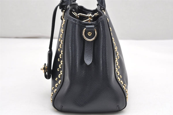 Authentic COACH Vintage 2Way Shoulder Hand Bag Purse Leather Navy Blue 4191K