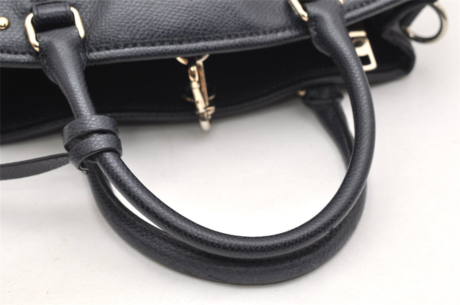 Authentic COACH Vintage 2Way Shoulder Hand Bag Purse Leather Navy Blue 4191K