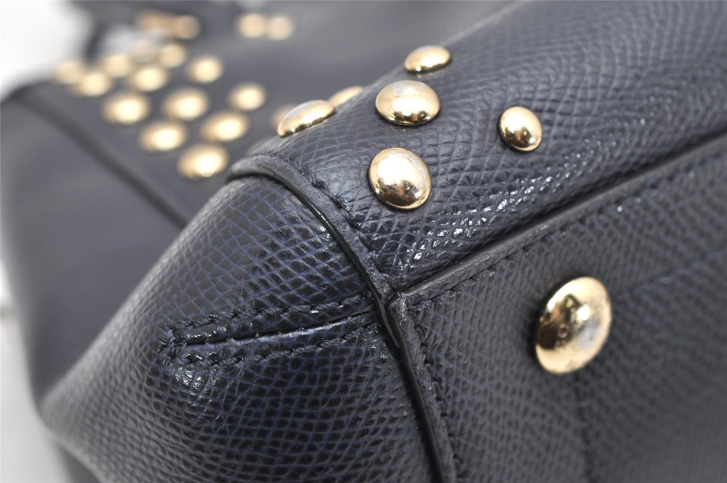 Authentic COACH Vintage 2Way Shoulder Hand Bag Purse Leather Navy Blue 4191K
