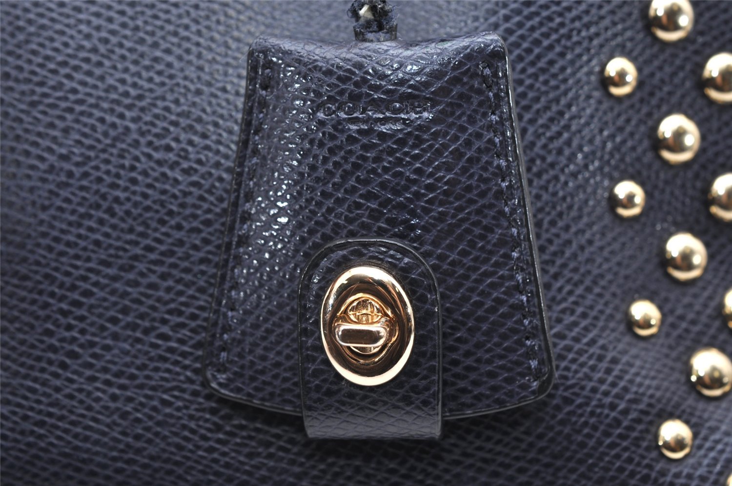 Authentic COACH Vintage 2Way Shoulder Hand Bag Purse Leather Navy Blue 4191K