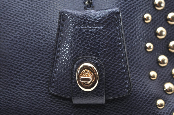 Authentic COACH Vintage 2Way Shoulder Hand Bag Purse Leather Navy Blue 4191K