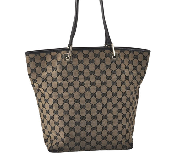 Authentic GUCCI Vintage Shoulder Tote Bag GG Canvas Leather 0021098 Black 4192K