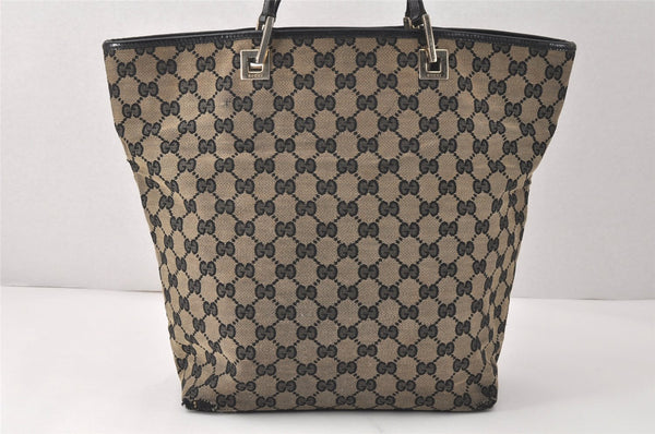 Authentic GUCCI Vintage Shoulder Tote Bag GG Canvas Leather 0021098 Black 4192K
