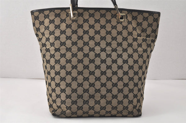 Authentic GUCCI Vintage Shoulder Tote Bag GG Canvas Leather 0021098 Black 4192K