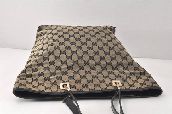 Authentic GUCCI Vintage Shoulder Tote Bag GG Canvas Leather 0021098 Black 4192K