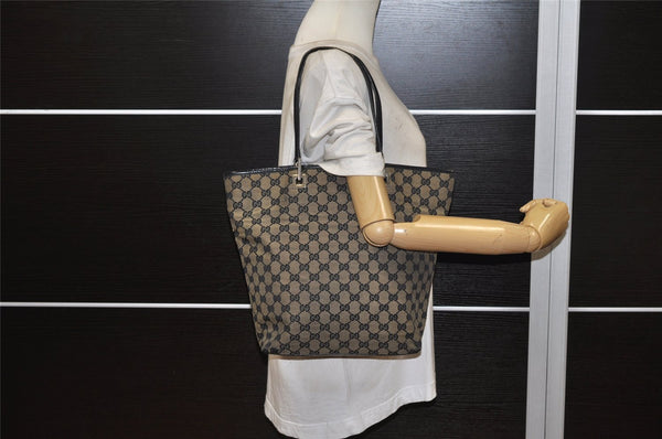 Authentic GUCCI Vintage Shoulder Tote Bag GG Canvas Leather 0021098 Black 4192K