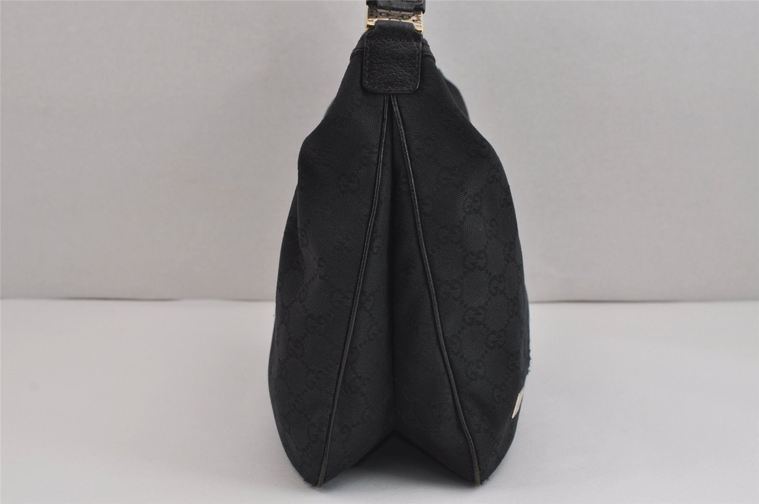 Authentic GUCCI Vintage Shoulder Hand Bag GG Canvas Leather 146243 Black 4194J