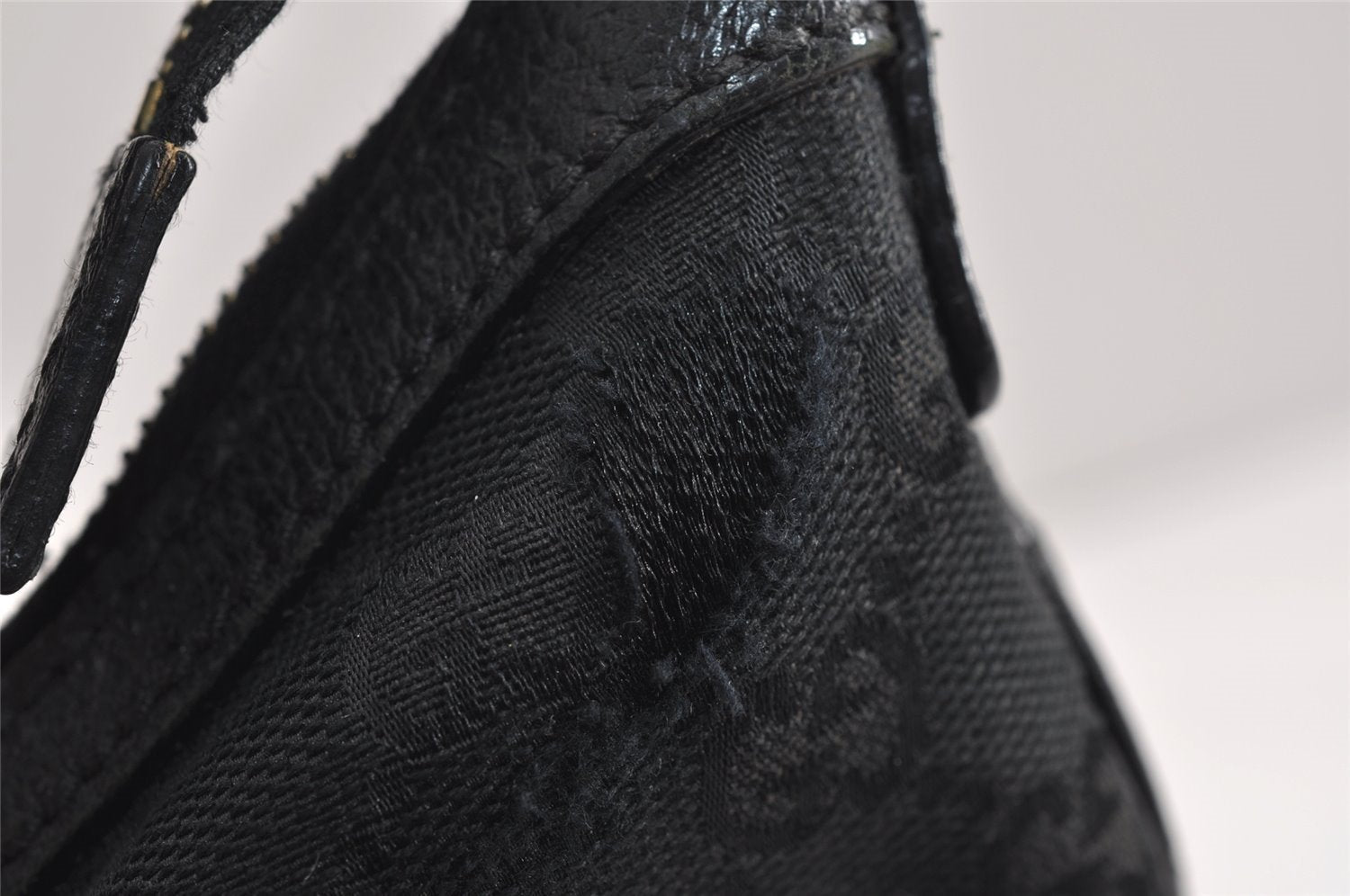 Authentic GUCCI Vintage Shoulder Hand Bag GG Canvas Leather 146243 Black 4194J