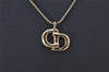 Authentic Christian Dior Gold Tone Chain Pendant Necklace CD 4194K