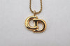 Authentic Christian Dior Gold Tone Chain Pendant Necklace CD 4194K