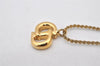 Authentic Christian Dior Gold Tone Chain Pendant Necklace CD 4194K