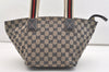 Authentic GUCCI Sherry Line Hand Bag GG Canvas Leather 131228 Navy Blue 4195J