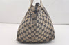 Authentic GUCCI Sherry Line Hand Bag GG Canvas Leather 131228 Navy Blue 4195J