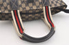 Authentic GUCCI Sherry Line Hand Bag GG Canvas Leather 131228 Navy Blue 4195J