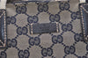 Authentic GUCCI Sherry Line Hand Bag GG Canvas Leather 131228 Navy Blue 4195J