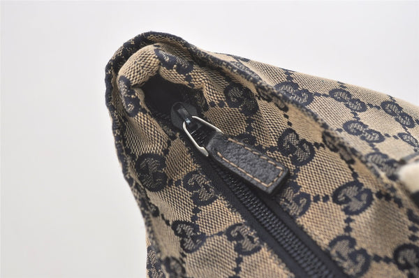 Authentic GUCCI Sherry Line Hand Bag GG Canvas Leather 131228 Navy Blue 4195J