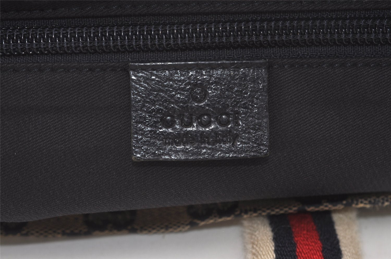 Authentic GUCCI Sherry Line Hand Bag GG Canvas Leather 131228 Navy Blue 4195J