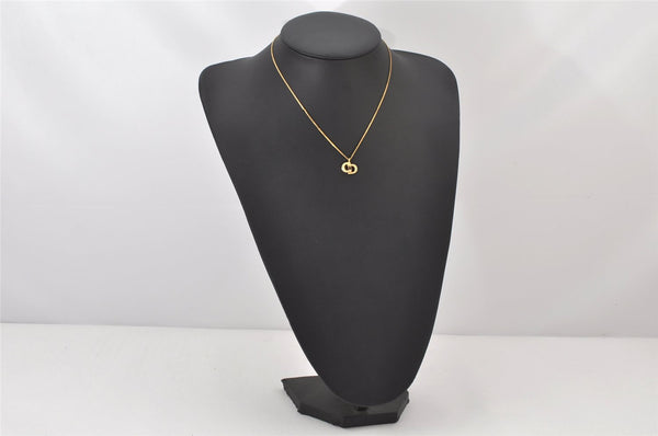 Authentic Christian Dior Gold Tone Chain Pendant Necklace CD 4195K