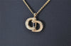 Authentic Christian Dior Gold Tone Chain Pendant Necklace CD 4195K