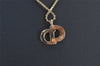 Authentic Christian Dior Gold Tone Chain Pendant Necklace CD 4195K