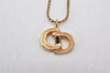 Authentic Christian Dior Gold Tone Chain Pendant Necklace CD 4195K