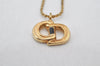 Authentic Christian Dior Gold Tone Chain Pendant Necklace CD 4195K