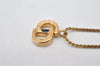 Authentic Christian Dior Gold Tone Chain Pendant Necklace CD 4195K