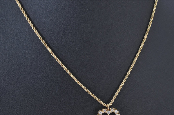 Authentic Christian Dior Gold Tone Rhinestone Chain Pendant Necklace CD 4196K