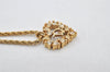 Authentic Christian Dior Gold Tone Rhinestone Chain Pendant Necklace CD 4196K