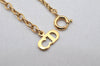 Authentic Christian Dior Gold Tone Rhinestone Chain Pendant Necklace CD 4196K