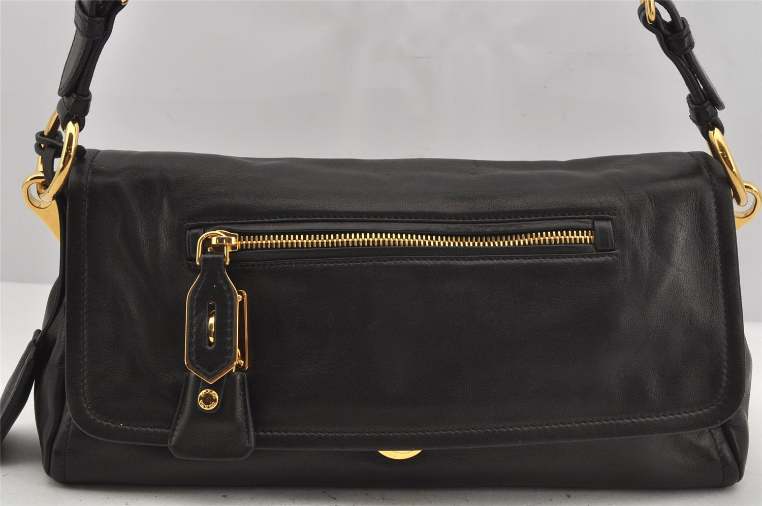 Authentic PRADA Leather Nappa Shoulder Hand Bag Purse BR4351 Black Junk 4199J