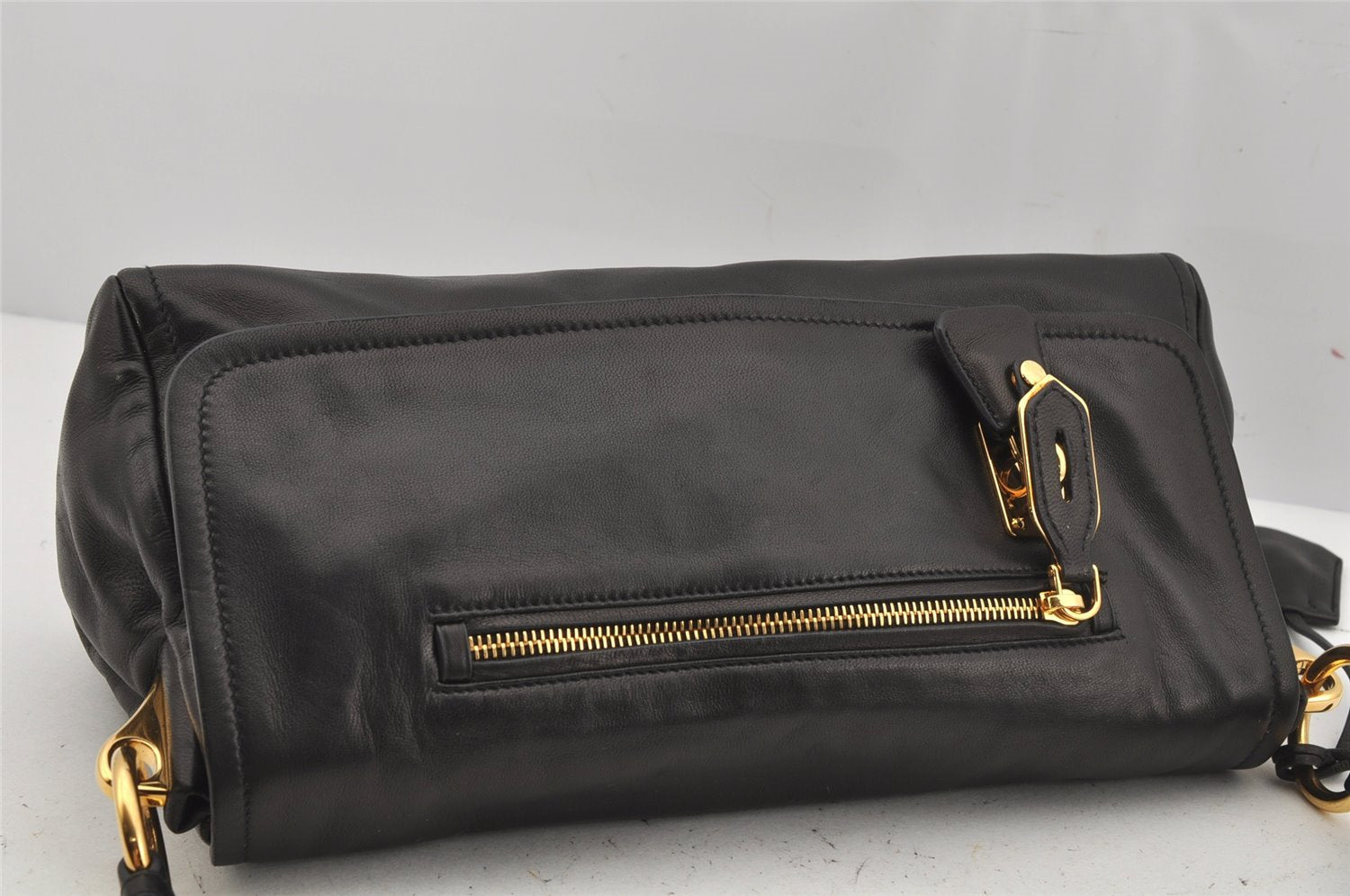 Authentic PRADA Leather Nappa Shoulder Hand Bag Purse BR4351 Black Junk 4199J