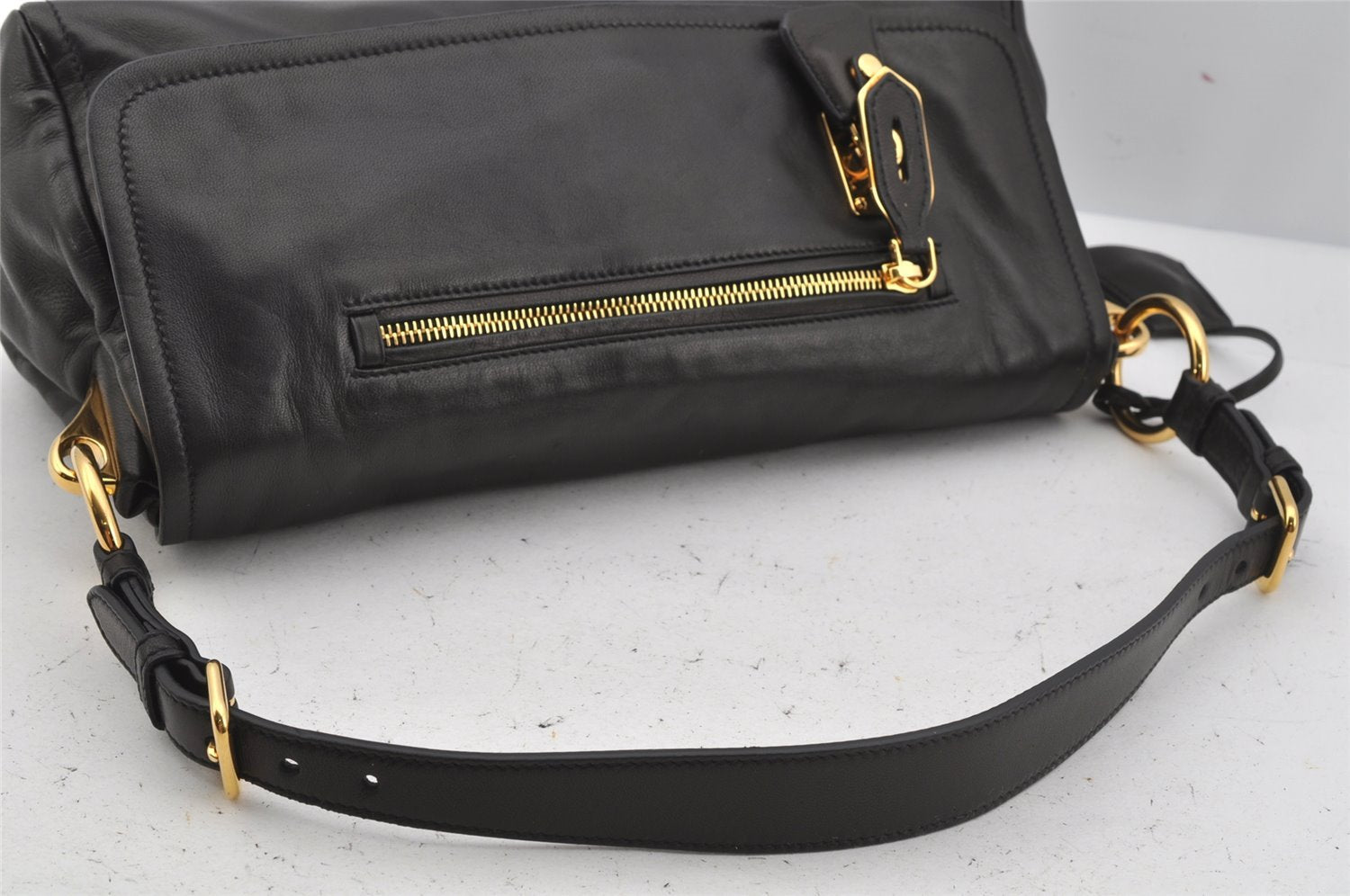 Authentic PRADA Leather Nappa Shoulder Hand Bag Purse BR4351 Black Junk 4199J