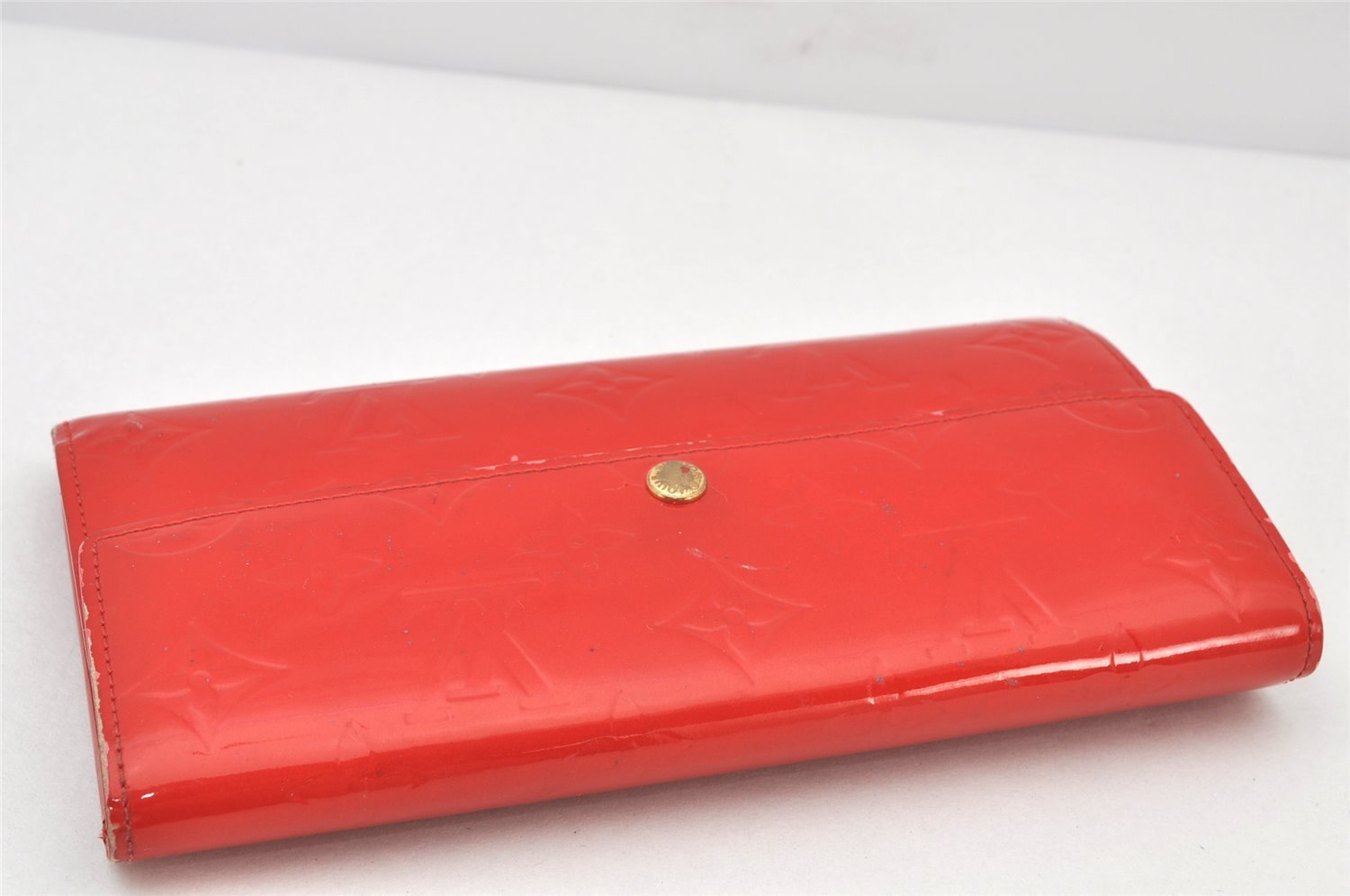 Authentic Louis Vuitton Vernis Portefeuille Sarah Wallet Red M91739 LV 4199K