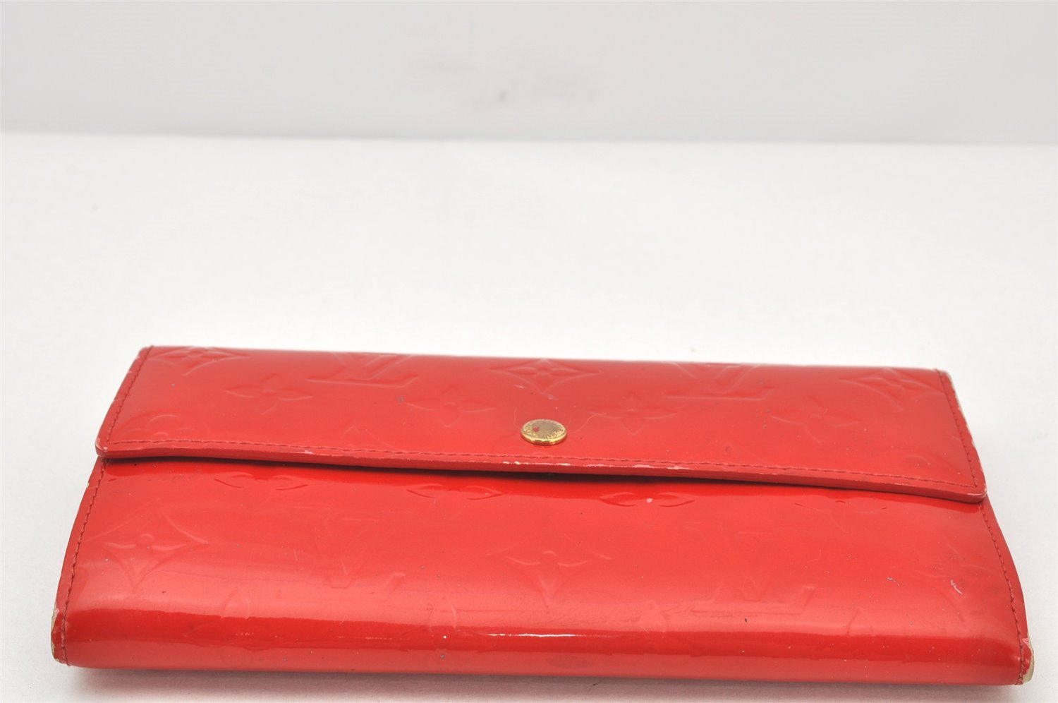 Authentic Louis Vuitton Vernis Portefeuille Sarah Wallet Red M91739 LV 4199K