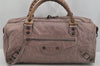 Authentic BALENCIAGA Classic Twiggy 2Way Hand Bag Leather 128523 Purple 4200J